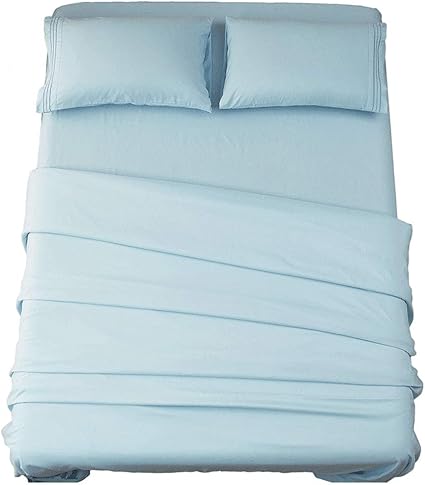 SONORO KATE Juego de sábanas de Microfibra súper Suave de 1800 Hilos, sábanas egipcias de Lujo de 16 Pulgadas de Profundidad, Antiarrugas, 4 Piezas (Azul SPA, Queen)