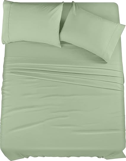 Utopia Bedding Juego de sábanas de 4 Piezas, Microfibra cepillada, Resistente al Encogimiento y a la decoloración, fácil Cuidado (matrimonial, Salvia)