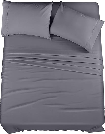 Utopia Bedding Juego de sábanas de 4 Piezas, 1 sábana Bajera y encimera con 2 Fundas de Almohada, Resistente a Las Arrugas, al Encogimiento y a la decoloración, Tela de Microfibra cepillada Suave