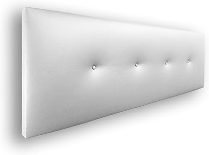 Silcar Home - Cabecero Silvi Tapizado, Estructura Madera, Hilera Botones Estilo Moderno - Fácil Instalación, Acolchado Confort - 145 cm, Polipiel Blanco