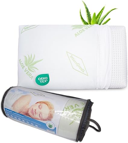 MaxxGoods Almohada Cervical ortopédica HWS, 70 x 42 x 15 cm, Espuma de Gel visco, Incluye Dos Fundas Protectoras Exteriores de 40 x 80 x 15 cm con Aloe Vera, Almohada, cojín, cojín Cervical