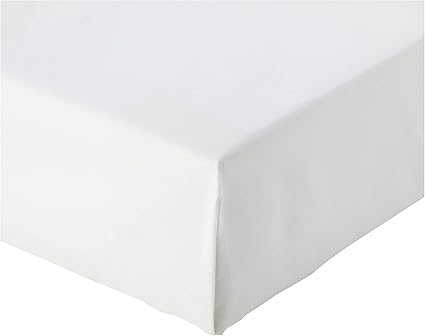 Amazon Basics - Sábana bajera ajustable (algodón satén 400 hilos, antiarrugas) Blanco - 160 x 200 x 30 cm