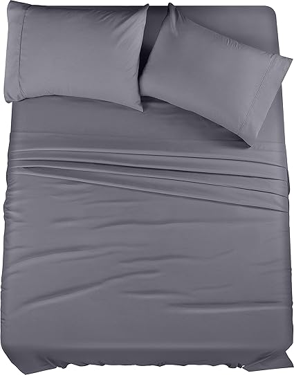 Utopia Bedding Juego de sábanas de Microfibra de 4 Piezas (Queen, Gris)
