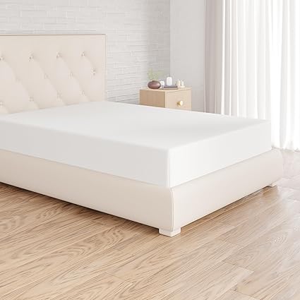 Amazon Basics FTD, Sábanas Ajustables, 135 x 190 x 30 cm, Blanco Brillante