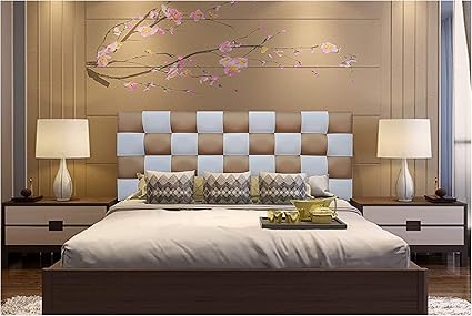 ONEK-DECCO Cabecero de Cama tapizado en Polipiel de Dormitorio Mod. Kansas Patchwork 2 Colores, Acolchado de Espuma Varias Medidas, Cama de niño, Juvenil y Matrimonio (135X70, Blanco-Dorado)