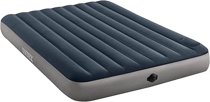 Intex Colchón Inflable Dura-Beam Standard, Cama Doble, colchón Hinchable 150, Medidas 152x203x25 cm, con Bomba eléctrica a Pilas, colchón Hinchable Camping
