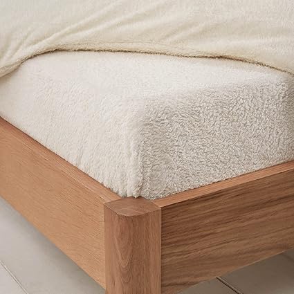 Brentfords Sábana Bajera Ajustable de Forro Polar, térmica, cálida, Suave, de Lujo, Color Beige Crema, tamaño King