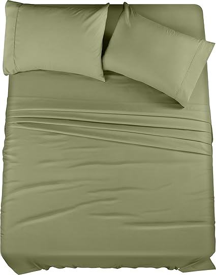 Utopia Bedding Juego de sábanas de 4 Piezas, Microfibra cepillada, Resistente al Encogimiento y a la decoloración, fácil Cuidado (King, Oliva)
