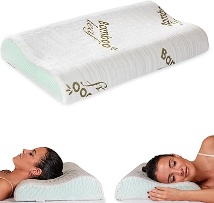 Flowen Almohada Cervical y Cuello Viscoelastica Cojin Ortopédico para Dormir Antiácaros Antialérgico y Transpirable Ideal para Dolores de Cuello Forro en Bamboo Antibacteriano Extraíble y Lavable