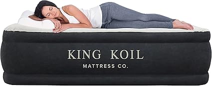 King Koil Queen Size de Alto Precio colchón de Aire - Mejor Inflable colchón Hinchable con Bomba incorporada - Criado elevada colchón de Aire Quilt Top y 1 año de garantía