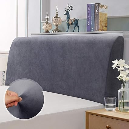 TAOCOCO Funda de Cabecera de Cama, Funda de protección de cabecera elástica, protección elástica de Color sólido de diseño Todo Incluido, Gris 150-170 cm