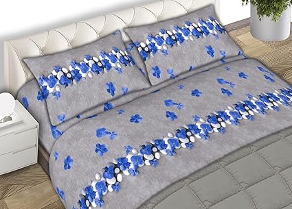 Juego de sábanas y fundas de almohada de felpa 100% algodón franela fabricado en Italia con estampado floral florado Diseño Spa mod. C.N para cama de matrimonio 2 plazas