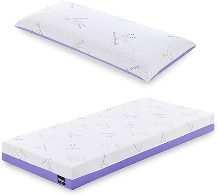 Tanuk colchon Viscoplusgel Lavendel MATRAX 90x190 con Almohada 90 con Tejido Lavanda. Firmeza Alta, Nucleo HR y 4 cm ViscoGel. para Camas articuladas