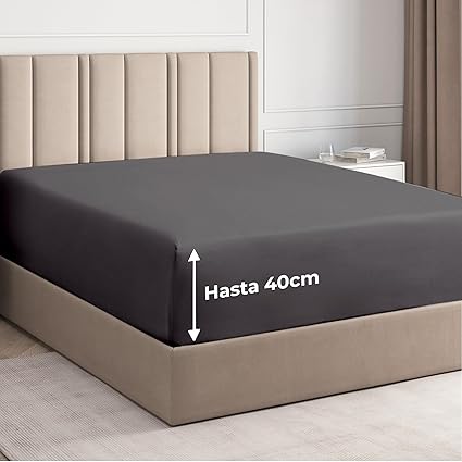Sábana bajera ajustable individual – Sábana bajera de lujo con bolsillo profundo individual – Se adapta a colchones de hasta 40 cm – 90 cm x 190 cm x 40 cm – Suave y sin arrugas – Bolsillos extra