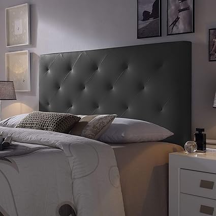 Cabecero tapizado Rombo 140X60 cm Negro, para Cama de 135 cm, Acolchado con Espuma, 8 cm de Grosor, Incluye herrajes para Colgar