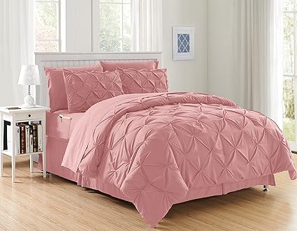 Elegant Comfort Incluye Juego de sábanas con Bolsillos de Almacenamiento de Doble Cara, Seda, Rosa Polvoriento, matrimonial/Queen