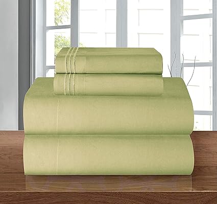 Elegant Comfort Coziest - Juego de Ropa de Cama, sábana Bajera elástica en Todo el Contorno, Bolsillo Profundo de hasta 16 Pulgadas, Microfibra, Salvia/Verde, tamaño matrimonial