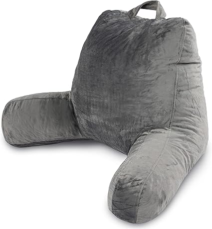 Milliard Almohada de Lectura con Espuma Viscoelástica Triturada, Cojín de Apoyo Lumbar - Ideal como Respaldo para Leer o Jugar a Videojuegos (45 cm x 38 cm) (Gris)