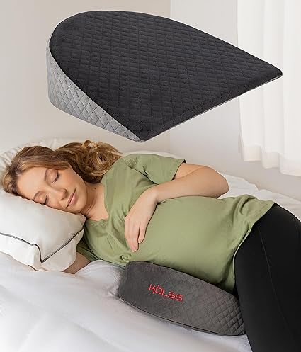 Almohada de embarazo de cuña K&lbs | Almohada de embarazo de espuma viscoelástica para dormir, espalda, rodillas y piernas | Almohada de cuña de maternidad para apoyo del vientre
